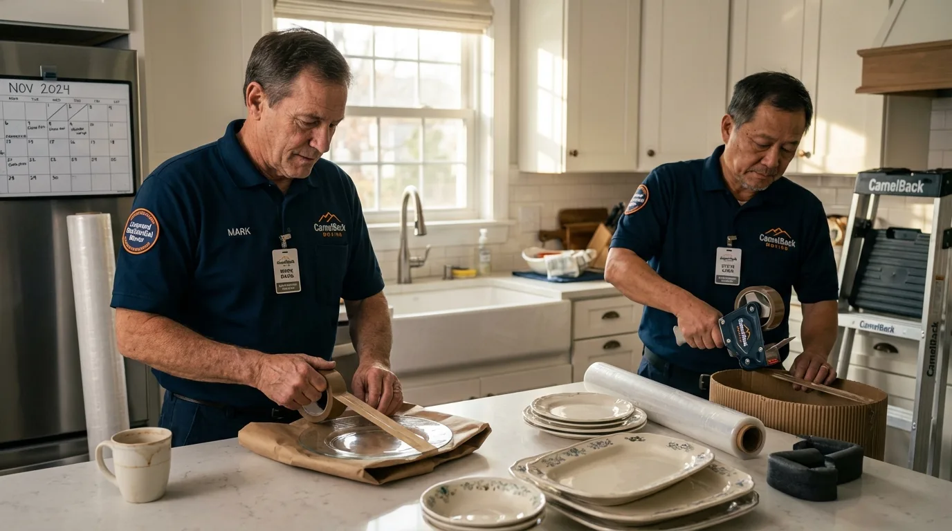 Professional crew packing kitchen dishware in Columbia, PA